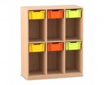 Flexeo Schulranzenregal PRO, 3 Reihen, 6 Boxen Gr. M, für 6 Schulranzen  (Zoom)