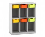 Flexeo Schulranzenregal PRO, 3 Reihen, 6 Boxen Gr. M, für 6 Schulranzen  (Zoom)