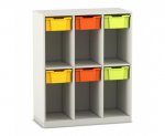 Flexeo Schulranzenregal PRO, 3 Reihen, 6 Boxen Gr. M, für 6 Schulranzen  (Zoom)