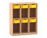 Flexeo Schulranzenregal PRO, 3 Reihen, 6 Boxen Gr. M, für 6 Schulranzen  (Zoom)