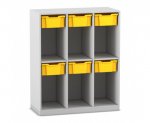 Flexeo Schulranzenregal PRO, 3 Reihen, 6 Boxen Gr. M, für 6 Schulranzen  (Zoom)