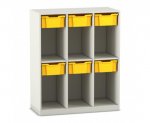 Flexeo Schulranzenregal PRO, 3 Reihen, 6 Boxen Gr. M, für 6 Schulranzen  (Zoom)