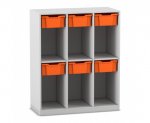 Flexeo Schulranzenregal PRO, 3 Reihen, 6 Boxen Gr. M, für 6 Schulranzen  (Zoom)