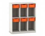 Flexeo Schulranzenregal PRO, 3 Reihen, 6 Boxen Gr. M, für 6 Schulranzen  (Zoom)