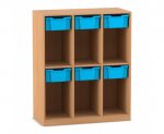 Flexeo Schulranzenregal PRO, 3 Reihen, 6 Boxen Gr. M, für 6 Schulranzen  (Zoom)