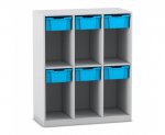 Flexeo Schulranzenregal PRO, 3 Reihen, 6 Boxen Gr. M, für 6 Schulranzen  (Zoom)