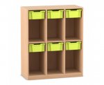Flexeo Schulranzenregal PRO, 3 Reihen, 6 Boxen Gr. M, für 6 Schulranzen  (Zoom)