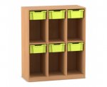 Flexeo Schulranzenregal PRO, 3 Reihen, 6 Boxen Gr. M, für 6 Schulranzen  (Zoom)
