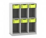 Flexeo Schulranzenregal PRO, 3 Reihen, 6 Boxen Gr. M, für 6 Schulranzen  (Zoom)