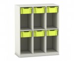 Flexeo Schulranzenregal PRO, 3 Reihen, 6 Boxen Gr. M, für 6 Schulranzen  (Zoom)