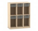 Flexeo Schulranzenregal PRO, 3 Reihen, 6 Boxen Gr. M, für 6 Schulranzen  (Zoom)