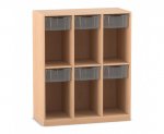 Flexeo Schulranzenregal PRO, 3 Reihen, 6 Boxen Gr. M, für 6 Schulranzen  (Zoom)