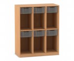 Flexeo Schulranzenregal PRO, 3 Reihen, 6 Boxen Gr. M, für 6 Schulranzen  (Zoom)