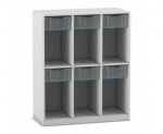 Flexeo Schulranzenregal PRO, 3 Reihen, 6 Boxen Gr. M, für 6 Schulranzen  (Zoom)
