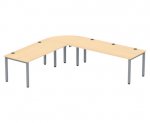 Flexeo Schreibtisch (Breite 200 cm) mit Anbau und Viertelkreis
