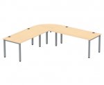 Flexeo Schreibtisch (Breite 180 cm) mit Anbau und Viertelkreis