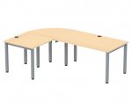Flexeo Schreibtisch (Breite 140 cm) mit Anbau und Viertelkreis