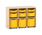 Flexeo Regal PRO, 3 Reihen, 3 S-Boxen, 3 M-Boxen, 3 fahrbare XL-Boxen  (Zoom)