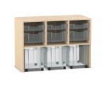 Flexeo Regal PRO, 3 Reihen, 3 S-Boxen, 3 M-Boxen, 3 fahrbare XL-Boxen  (Zoom)