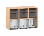 Flexeo Regal PRO, 3 Reihen, 3 S-Boxen, 3 M-Boxen, 3 fahrbare XL-Boxen  (Zoom)