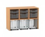 Flexeo Regal PRO, 3 Reihen, 3 S-Boxen, 3 M-Boxen, 3 fahrbare XL-Boxen  (Zoom)