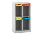 Flexeo Schulranzenregal PRO, 2 Reihen, 4 Boxen Gr. S, für 4 Schulranzen  (Zoom)
