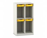 Flexeo Schulranzenregal PRO, 2 Reihen, 4 Boxen Gr. S, für 4 Schulranzen  (Zoom)