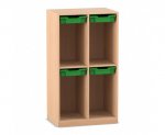 Flexeo Schulranzenregal PRO, 2 Reihen, 4 Boxen Gr. S, für 4 Schulranzen  (Zoom)