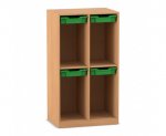 Flexeo Schulranzenregal PRO, 2 Reihen, 4 Boxen Gr. S, für 4 Schulranzen  (Zoom)