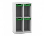 Flexeo Schulranzenregal PRO, 2 Reihen, 4 Boxen Gr. S, für 4 Schulranzen  (Zoom)
