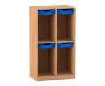 Flexeo Schulranzenregal PRO, 2 Reihen, 4 Boxen Gr. S, für 4 Schulranzen  (Zoom)