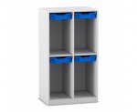 Flexeo Schulranzenregal PRO, 2 Reihen, 4 Boxen Gr. S, für 4 Schulranzen  (Zoom)