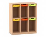 Flexeo Schulranzenregal PRO, 3 Reihen, 6 Boxen Gr. S, für 6 Schulranzen  (Zoom)