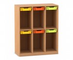 Flexeo Schulranzenregal PRO, 3 Reihen, 6 Boxen Gr. S, für 6 Schulranzen  (Zoom)