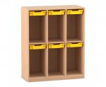 Flexeo Schulranzenregal PRO, 3 Reihen, 6 Boxen Gr. S, für 6 Schulranzen  (Zoom)