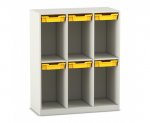 Flexeo Schulranzenregal PRO, 3 Reihen, 6 Boxen Gr. S, für 6 Schulranzen  (Zoom)