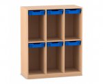 Flexeo Schulranzenregal PRO, 3 Reihen, 6 Boxen Gr. S, für 6 Schulranzen  (Zoom)