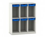 Flexeo Schulranzenregal PRO, 3 Reihen, 6 Boxen Gr. S, für 6 Schulranzen  (Zoom)