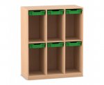 Flexeo Schulranzenregal PRO, 3 Reihen, 6 Boxen Gr. S, für 6 Schulranzen  (Zoom)