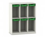 Flexeo Schulranzenregal PRO, 3 Reihen, 6 Boxen Gr. S, für 6 Schulranzen  (Zoom)