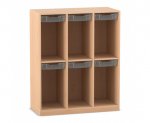 Flexeo Schulranzenregal PRO, 3 Reihen, 6 Boxen Gr. S, für 6 Schulranzen  (Zoom)