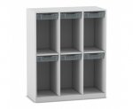 Flexeo Schulranzenregal PRO, 3 Reihen, 6 Boxen Gr. S, für 6 Schulranzen  (Zoom)