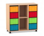 Flexeo Regal, 3 Reihen, 8 große Boxen, 2 Fächer mittig  (Zoom)