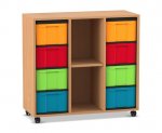 Flexeo Regal, 3 Reihen, 8 große Boxen, 2 Fächer mittig  (Zoom)