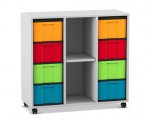 Flexeo Regal, 3 Reihen, 8 große Boxen, 2 Fächer mittig  (Zoom)
