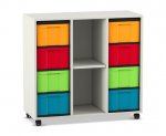 Flexeo Regal, 3 Reihen, 8 große Boxen, 2 Fächer mittig  (Zoom)