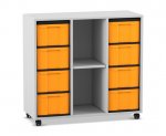 Flexeo Regal, 3 Reihen, 8 große Boxen, 2 Fächer mittig  (Zoom)