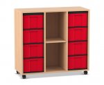 Flexeo Regal, 3 Reihen, 8 große Boxen, 2 Fächer mittig  (Zoom)