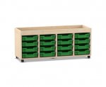 Flexeo Regal PRO, 4 Reihen, 16 Boxen Gr. S, Aufkantung  (Zoom)
