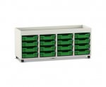 Flexeo Regal PRO, 4 Reihen, 16 Boxen Gr. S, Aufkantung  (Zoom)